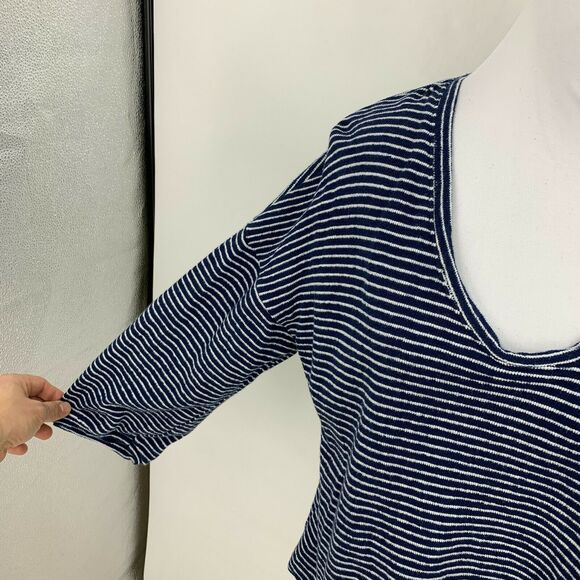 Madewell Wild Ginger Striped Shirt Women's Size M Puffed Mid Sleeve U Neck Top - Picture 8 of 13